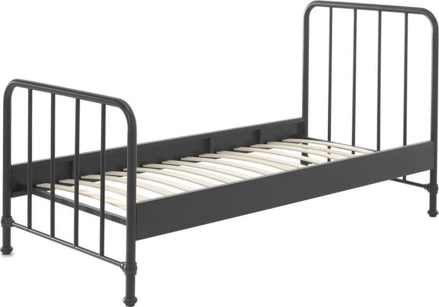 Eenpersoonsbed Jay Zwart Metaal Hoogte 110 cm