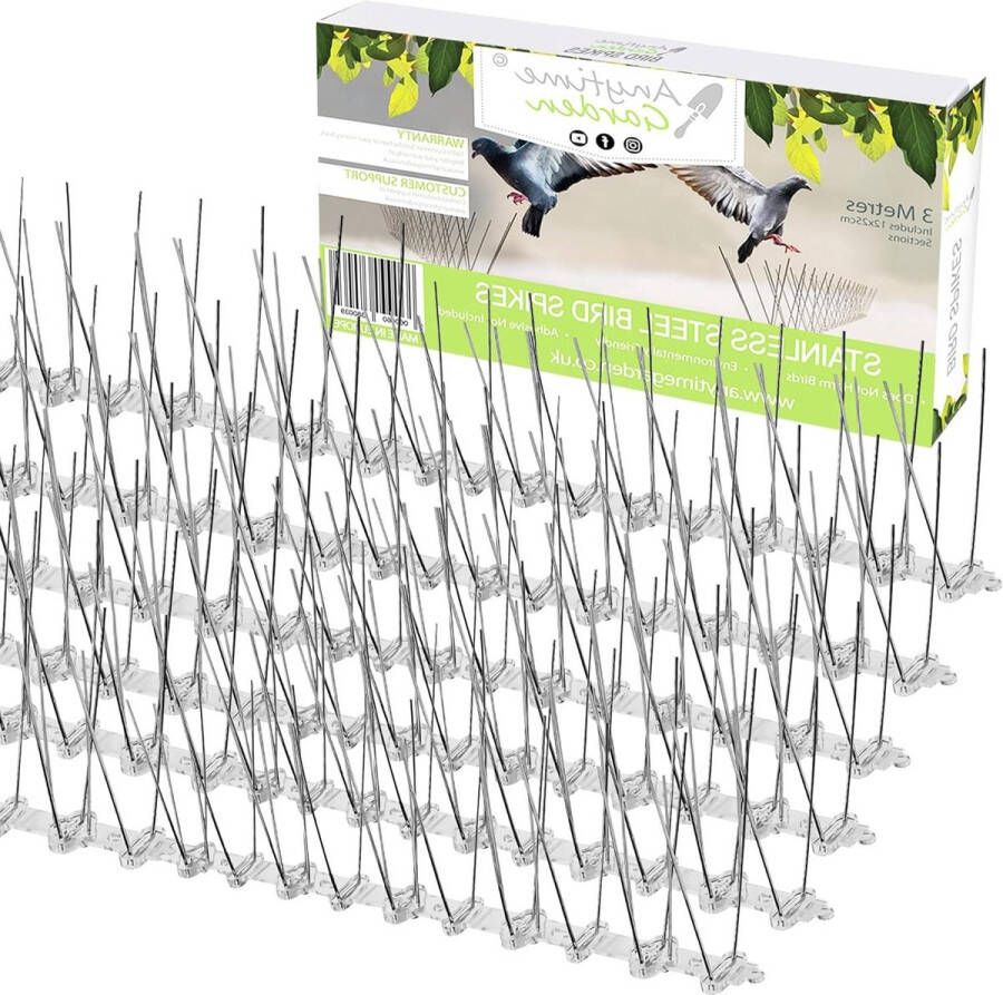 Eenvoudige installatie en verwijdering van Ongediertebestrijding Roestvrijstalen spikes Duivenafstotend middel Covers 10 ft Anytime Garden pigeon pins