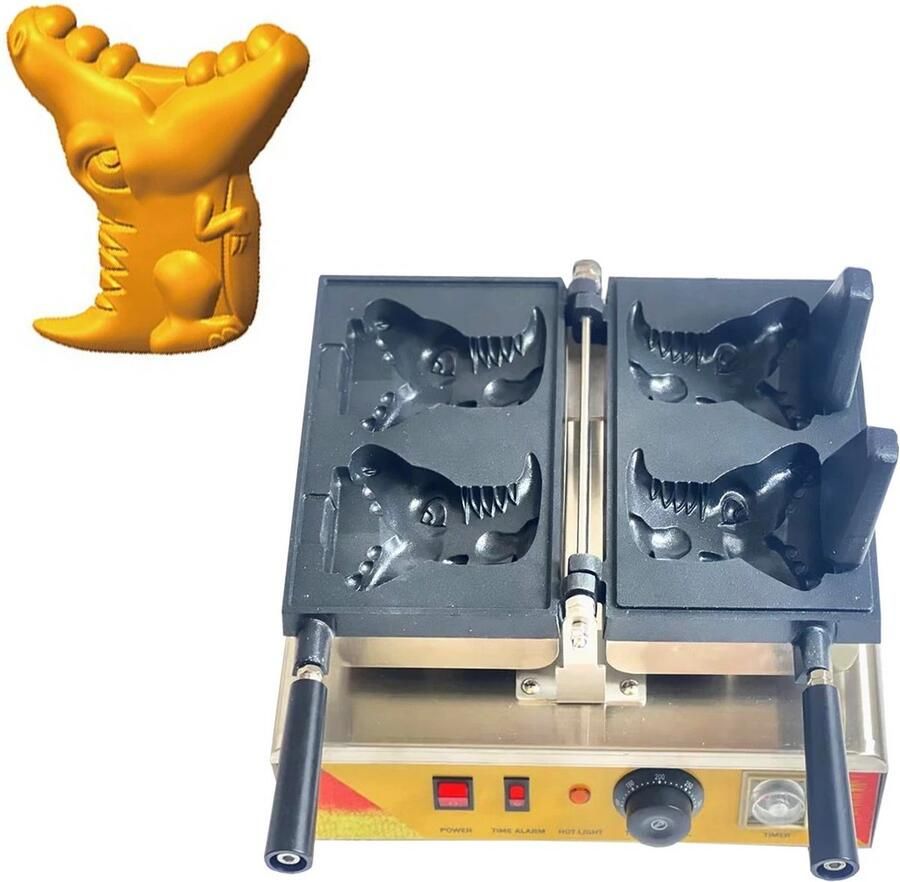 Eetbare Krokodil Vormige Wafel Maker Kegel Machine Taiyaki Maken Ijzer Voor Kids Party-Wafelijzer Machine Anti-Stick Wafel Beker Bakker Waterbeker Wafel Machine Elektrische 220V Eetbare kop Wafel Professioneel Gebruik Gebak Kramen Horeca Wafel Cup