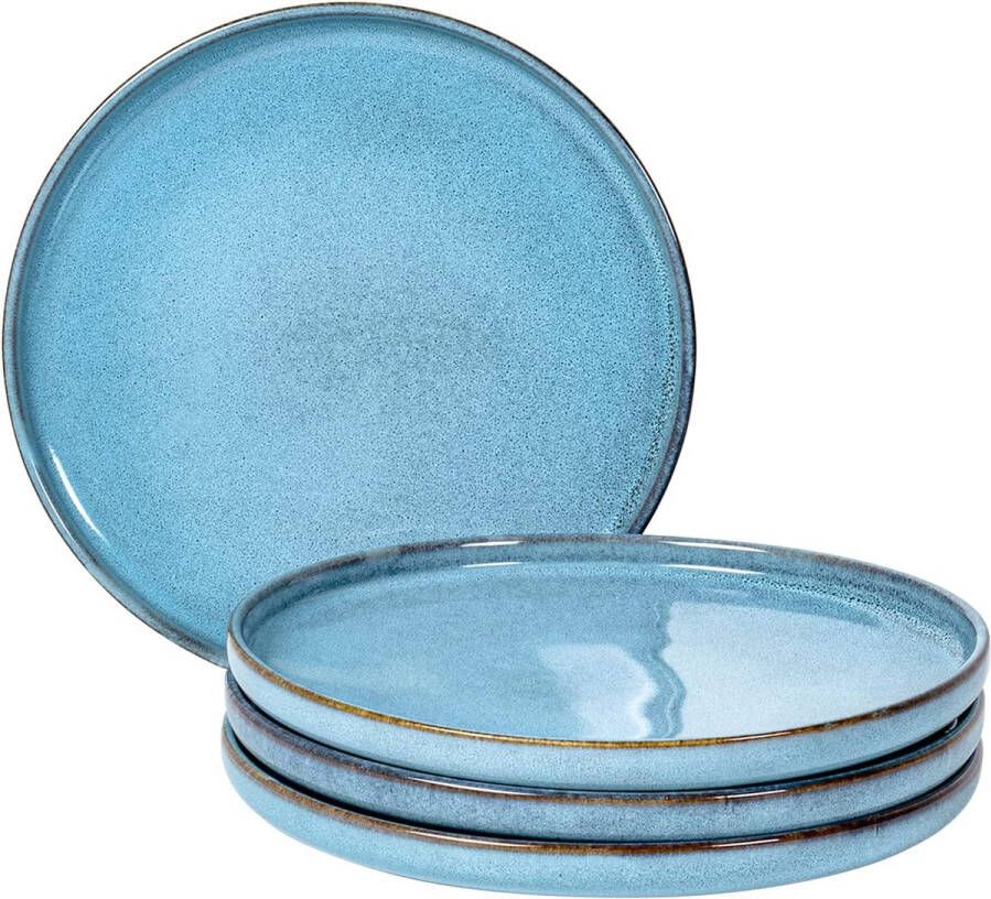 Eetborden van porselein 4 stuks grote saladeborden vintage blauw borden met glazuur serviesservies tafelservies vaatwasmachinebestendig