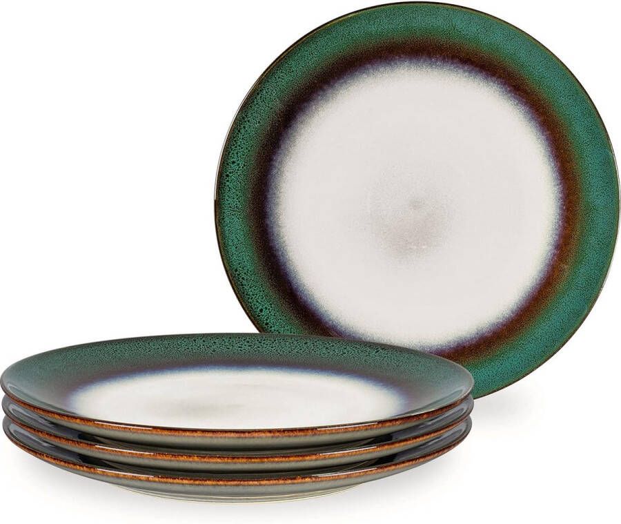 Eetborden van porselein voor 4 personen 26 cm grote saladeplanken vintage groot set 4-delige serveerservies tafelservies machinebestendig keramische planken