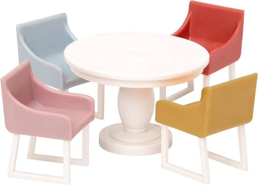 Eetkamer Tafelstoel Set 5-delige poppenhuis accessoires voor mini-poppen 11 cm leeftijd 4+ schaal 1:18 poppenstoel