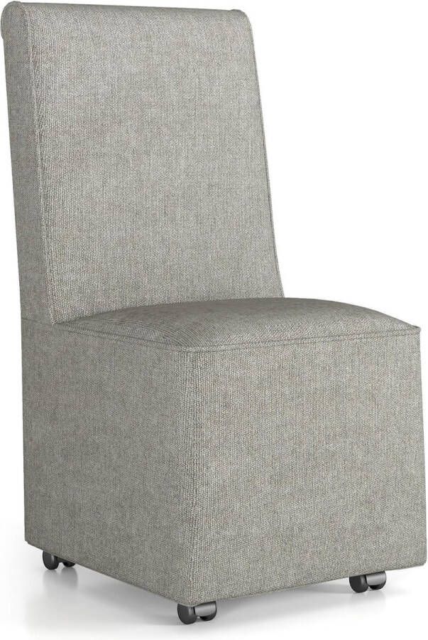 Eetkamerstoel gestoffeerde stoel accentstoel keukenstoel met weerstandswielen en afneembare overtrek 47 x 60 5 x 98 cm grijs