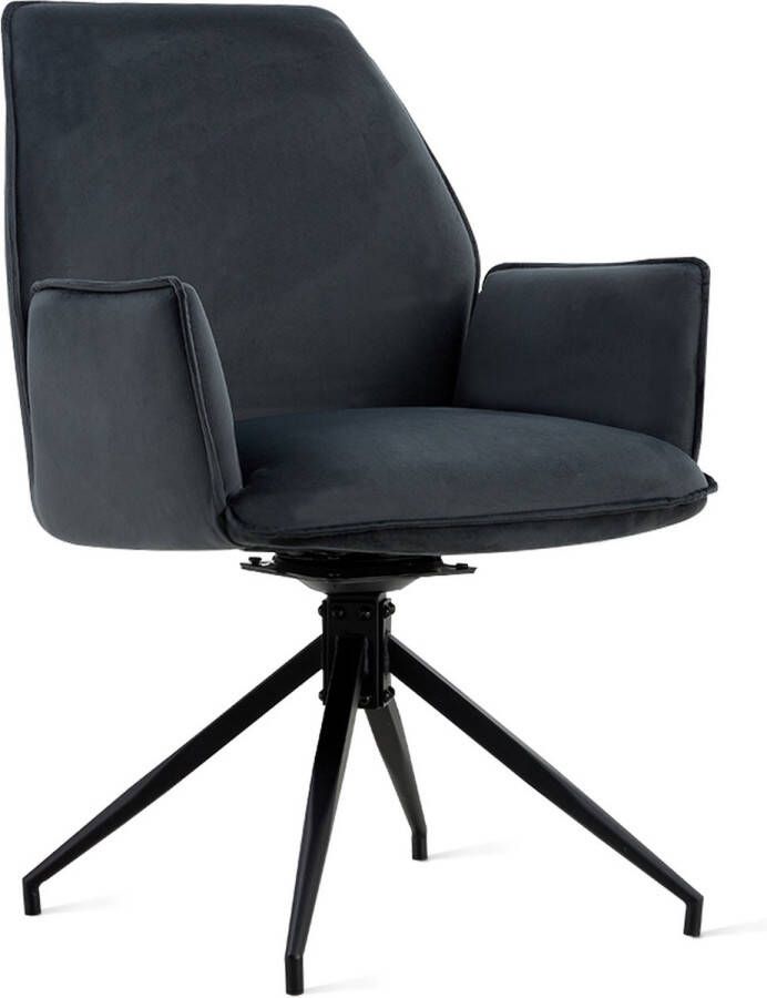 Relaxt Wonen Eetkamerstoel Jill Velvet Charcoal Set van 2 stuks