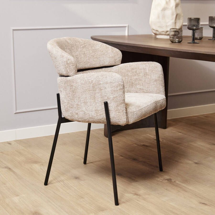 Eetkamerstoelen beige eetkamerstoel met armleuningen set van 2