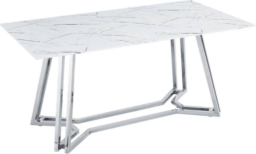 Eetkamertafel Lars Wit Metaal Rechthoek 90x160cm Hoogte 76 cm