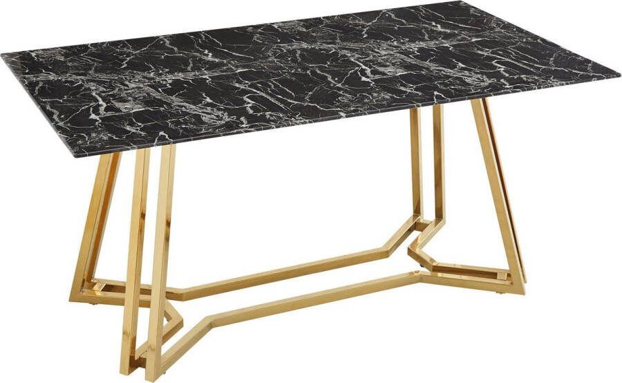 Eetkamertafel Lars Zwart Metaal Rechthoek 160x90cm Hoogte 76 cm