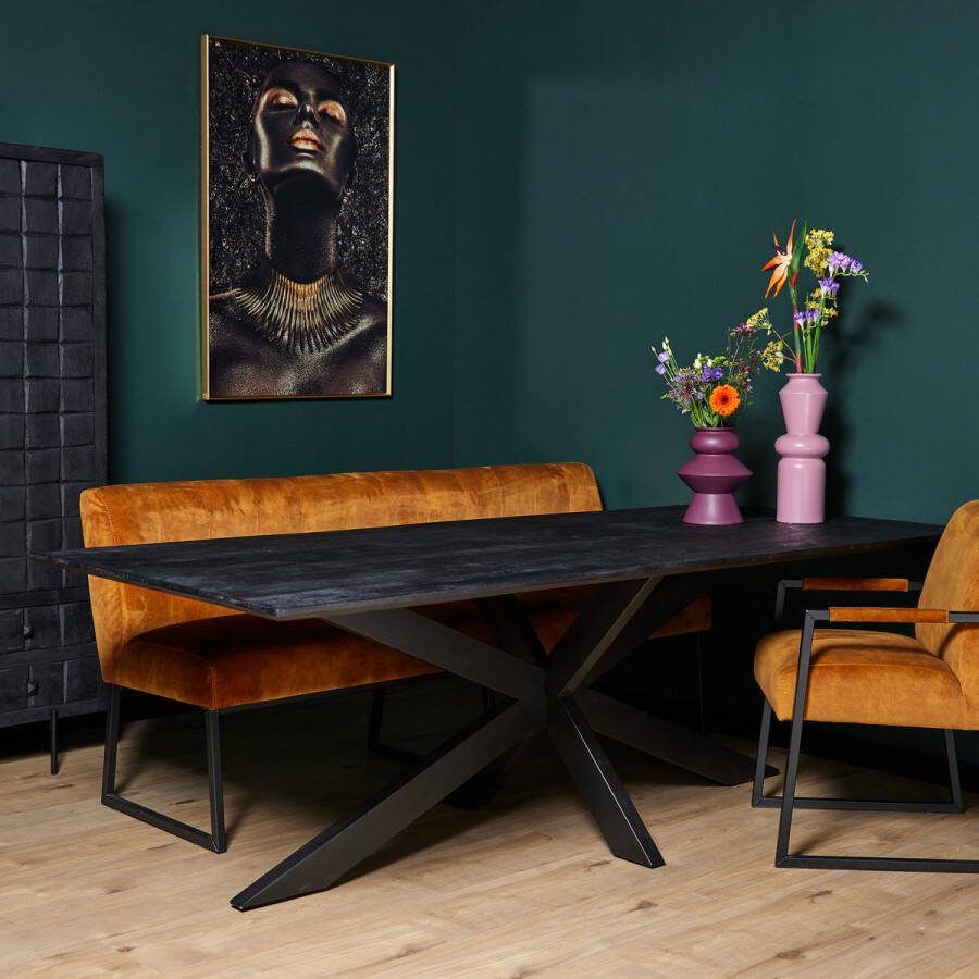 Eetkamertafel Zwart Eetkamertafel Daan Eettafel industrieel 200 cm - Foto 2
