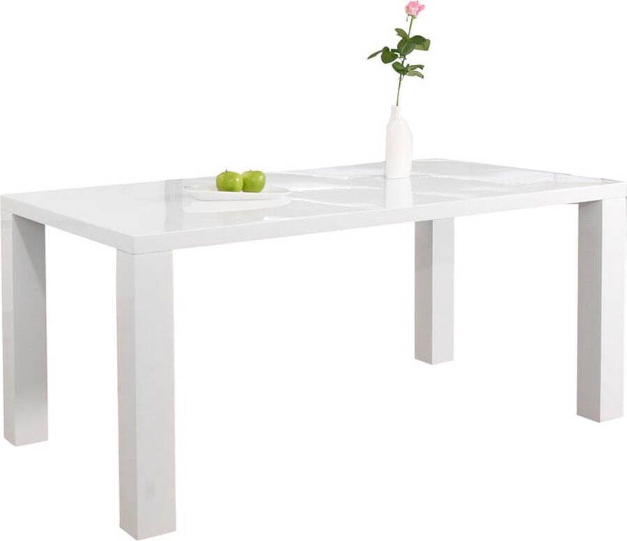Eettafel Lisboa Wit MDF Rechthoek 160x90cm Hoogte 76 cm