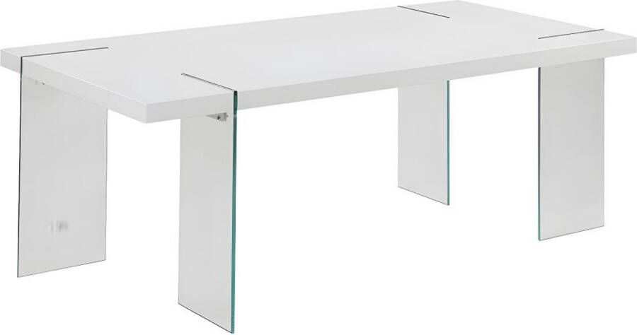 Merkloos Sans marque Eettafel PAVIN 6 personen Gehard glas en mdf Wit L 190 cm x H 75.5 cm x D 95 cm