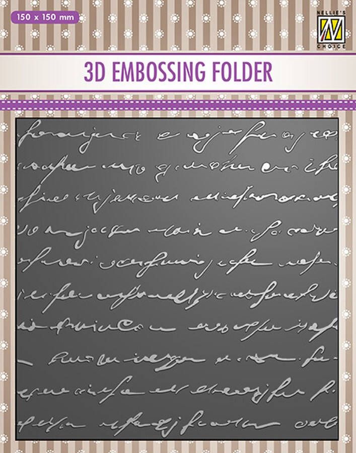 EF3D029 Nellie Snellen 3D Embossing Folder Writing embossingfolder schrift tekst mal