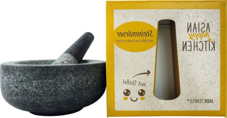 Effectieve en eenvoudige stenen vijzel met stamper set massief graniet 18 cm diameter 85 cm hoogte