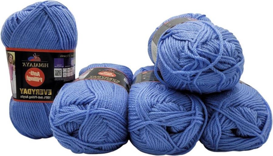Effeweg Antipilling 100% wol 5 x 100 gram Effen Breiwol 500 gram Anti-pilling Effect 70035 Blauw