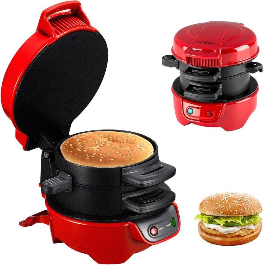 Efficiënte verwarmingsplaten met anti-aanbaklaag Timer Broodrooster met eierringen voor hamburgers wafels en snacks