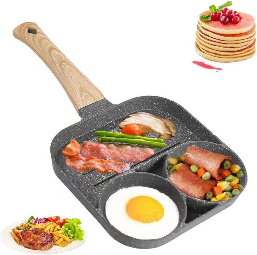Egg Frying Pan voor inductiekookplaat 3-gaats pannenkoekenpan met antiaanbaklaag