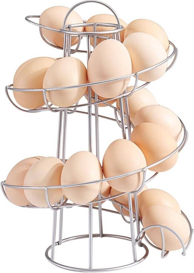 Egg Skelter Modern Spiral Egg Holder Countertop (Medium Egg Display) Vrijstaande bedrade eierhouder voor verse eieren dispenserstandaard opbergrek voor