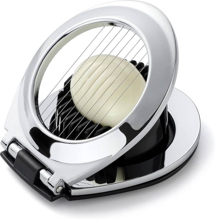 Egg Slicer 2 in 1 Egg Cutting Tool with Stainless Steel Cutting Wires and Black Base (Black)
