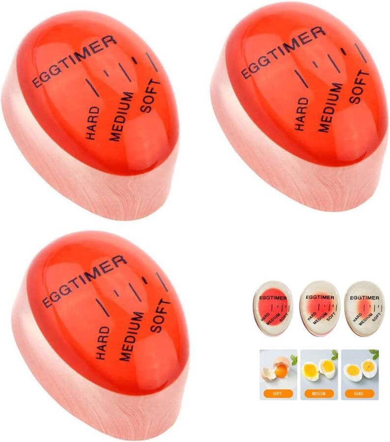 Egg Timer 3 stuks eierwekker kleur rood eieren timer warmtegevoelige verandering eierkoker selecteer de rijpheid van de eieren op temperatuur en tijdveranderingen voor het koken van eieren