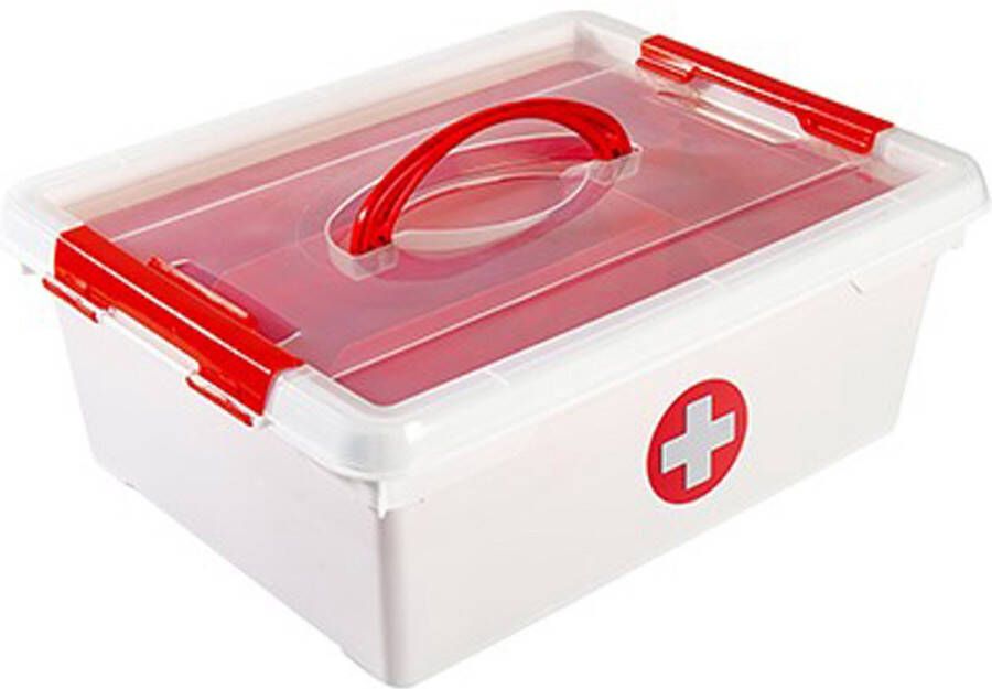 EHBO opbergdoos met vakken 9L 37 x 29 x 13 cm kunststof verband pleisters box Eerste hulp Verbanddoos first aid kit