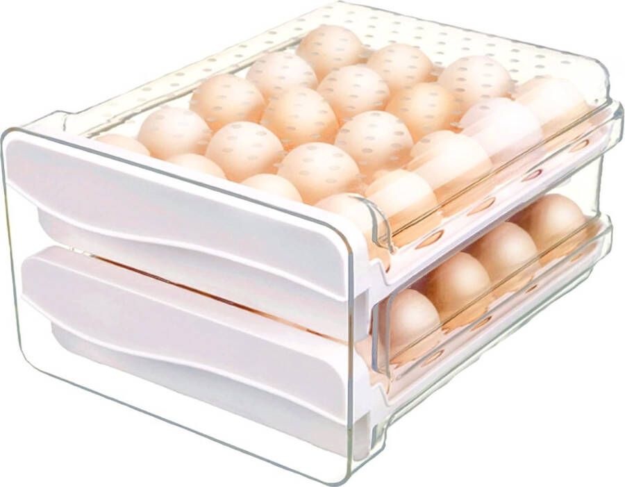 Eierbox 40 eieren eierhouder voor koelkast Deecam ladetype doorzichtige opbergdoos kan worden gebruikt voor de koelkastopslag bescherming en vers houden van eieren