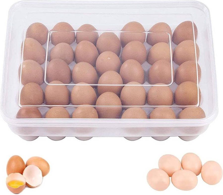 Eierdoos Eierrek Eierhouder Voor Koelkas Voor 34 Eieren Bpa-Vrij Met Deksel Eiermand Eieropbergbox Eieren Bewaren Kunststof Transparant Koelkast Organizer