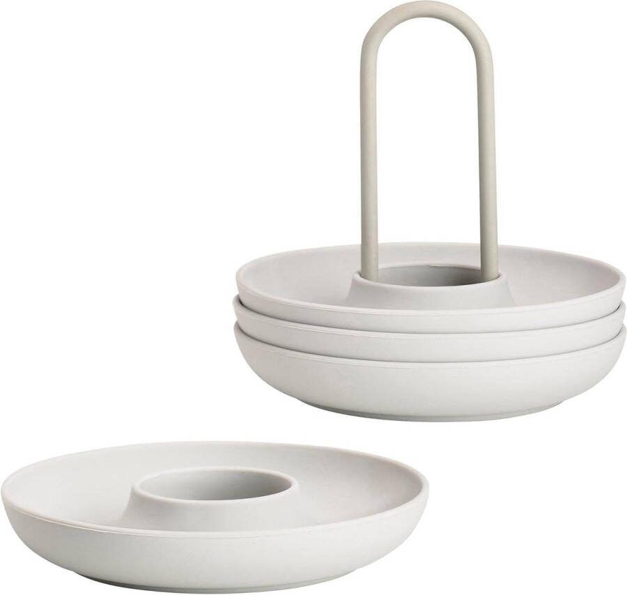 Eierdopje van siliconen Set van 4 stapelbare eierhouders Diameter 112 cm Hoogte 95 cm Warm grijs