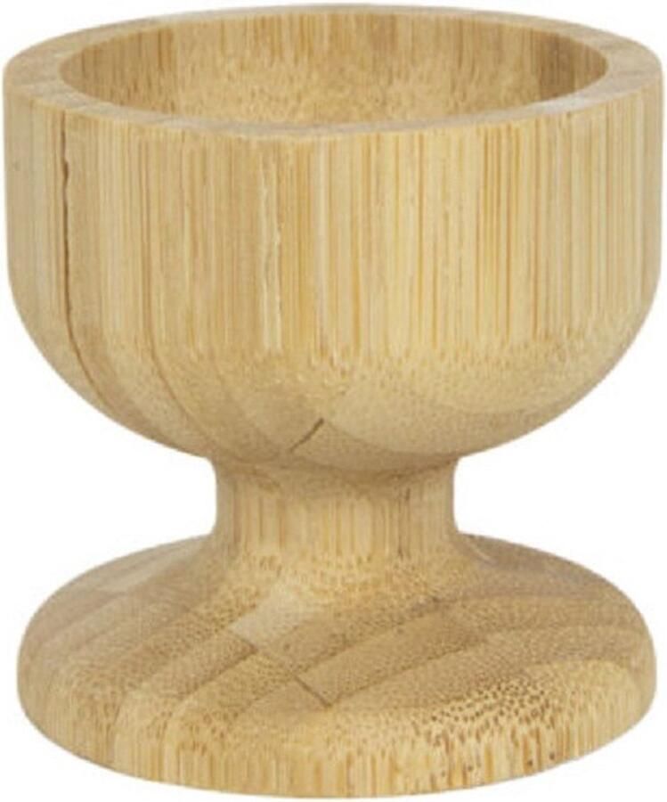 Eierdopjes bamboe hout 1x blanco 6 x 5 cm voor ontbijt brunch pasen
