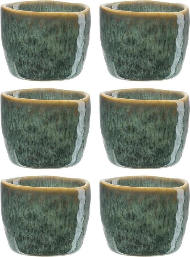 Eierdopjes keramiek 6-delige set Diameter 5.2 cm Hoogte 4 cm Vaatwasmachinebestendig Groen set van 6