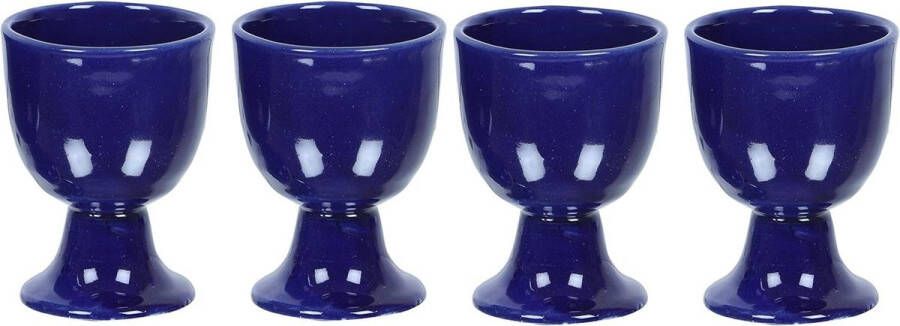 Eierdopjes set keramiek Zacht gekookt eierdopje aardewerk Housewarming geschenkset van 4 blauw
