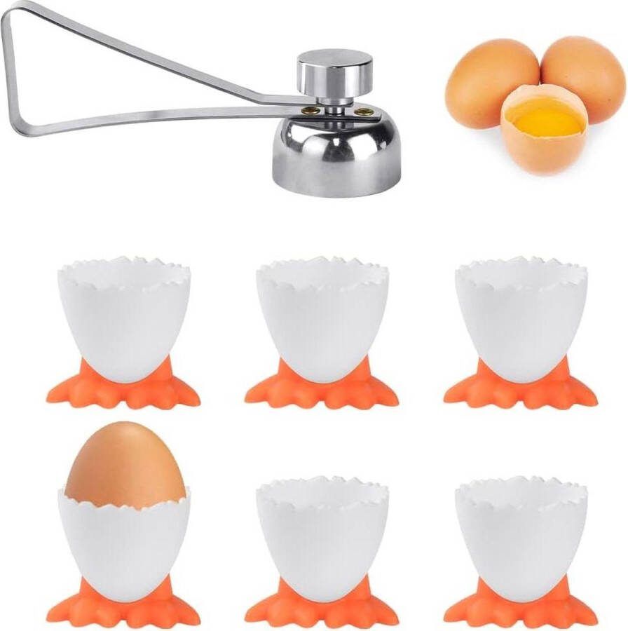 Eierdopjes Set met Eierstandaard en Eieropener voor Kinderen Ontbijt Grappige Eierdopset voor Gekookte Eieren