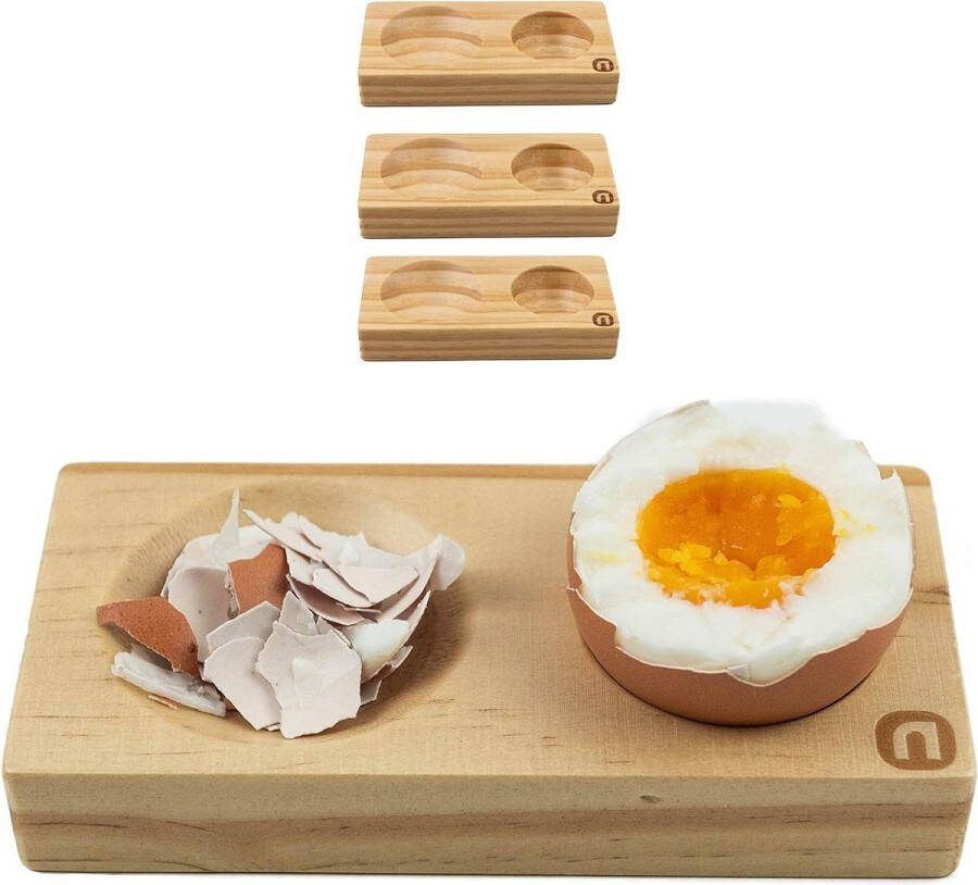 Eierdopjes van hoogwaardig hout set van 4 modern uniek design nooit meer eierschaalresten perfect voor ontbijttafel