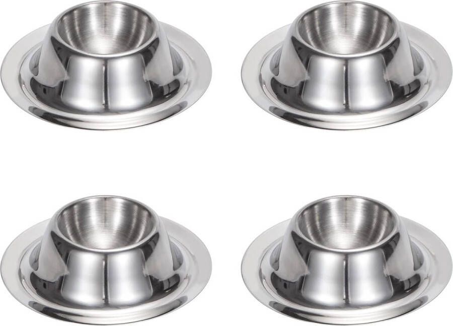 Eierdopjes van roestvrij staal 4 stuks metalen eierhouders gepolijst eierdopjes eierhouder tafelversiering voor brunch en ontbijt zilver