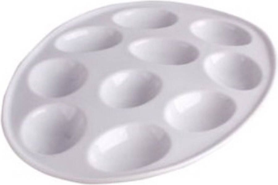 Eierhouder Eierschaal wit aardewerk voor 10 eieren 27x20cm stuks