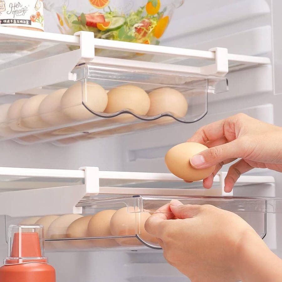 Eierhouder koelkast schuifladen eierhouder voor maximaal 21 eieren voor koelkast organizer groot type lade eierbox voor keuken en eieren opslag voorraadkamer