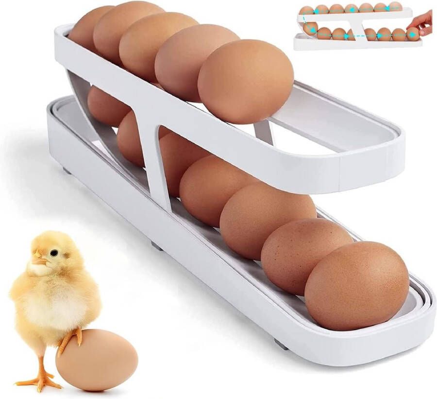 Eierhouder voor de koelkast automatisch rollende eierdispenser voor het opbergen in de koelkast rolldown-eierorganizer eierhouder voor de keuken