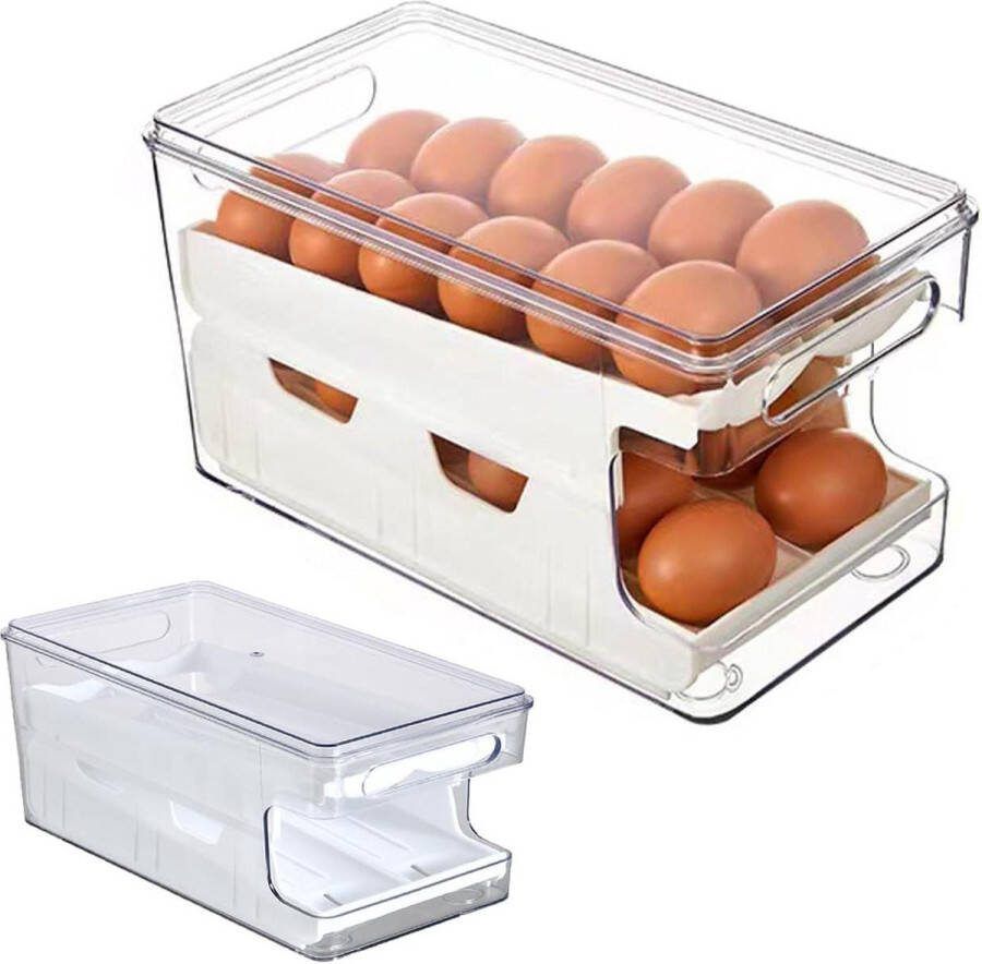 Eierhouder voor de koelkast automatische rollende eierdispenser opbergen in de koelkast rolldown-eierorganizer eierhouder voor de keuken egg tray
