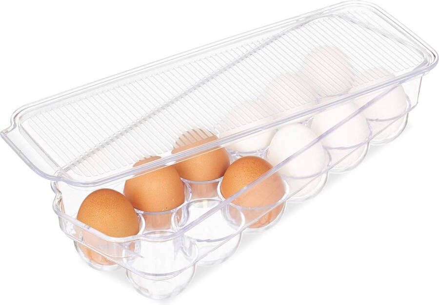 Eierhouder voor koelkast 12 eieren met deksel stapelbaar transparant egg tray