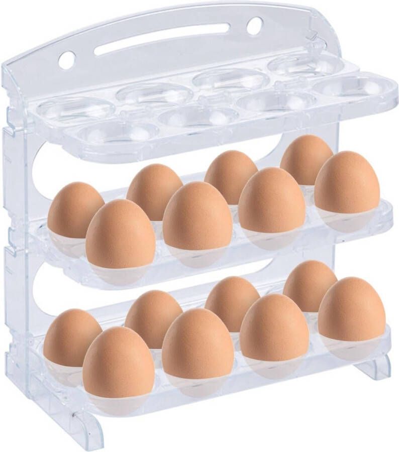 Eierhouder voor koelkast 3 lagen opvouwbare eieren opbergdoos voor 24 eieren van kunststof eieropslag koelkast eieren organizer eierhouder voor koelkast keukenwerkblad