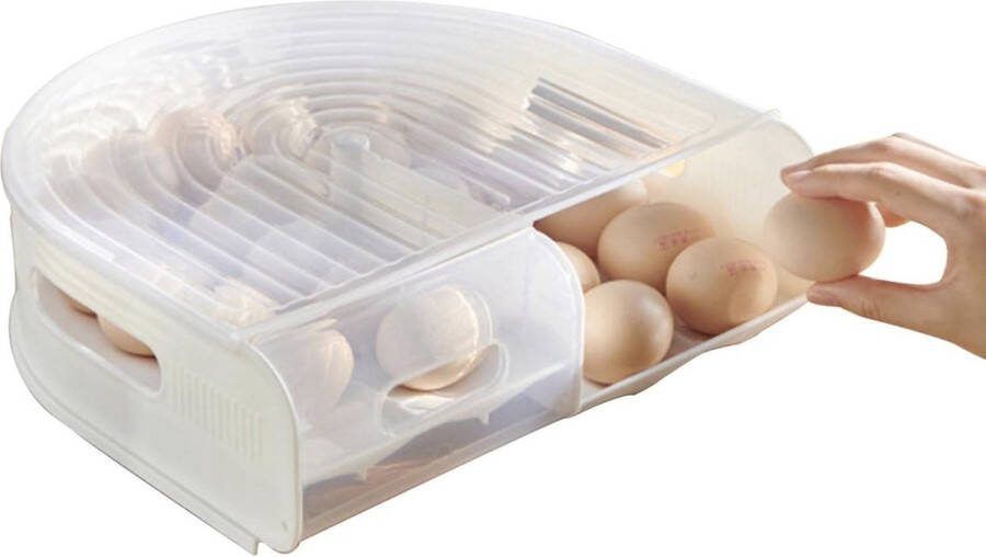 Eierhouder voor koelkast eierbox duurzame automatische eierorganizer eieropslag drop-proof eierhouder voor keukenkoelkast