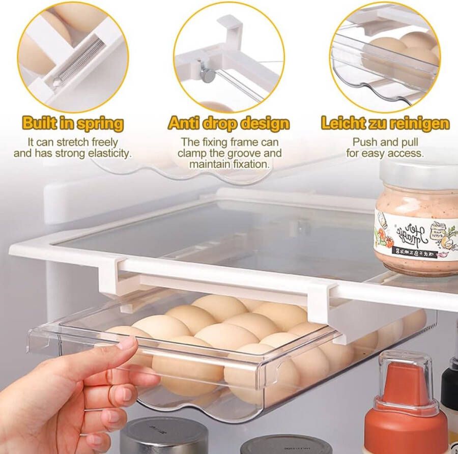 Eierhouder voor maximaal 21 eieren eierhouder voor koelkast groot type lade transparante eierbox met handgreep voor keuken koelkast vers houden van eieren