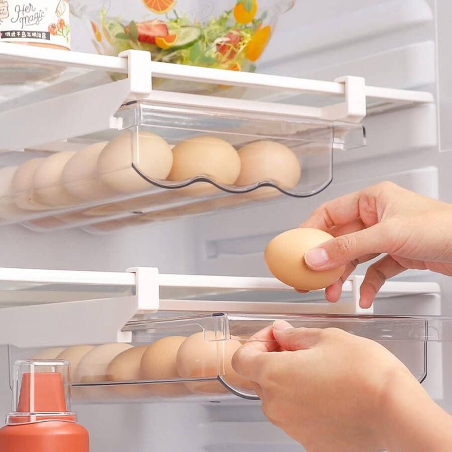 Eierhouder voor maximaal 21 eieren eierhouder voor koelkast groot type lade transparante eierbox met handgreep voor keuken koelkast vers houden van eieren