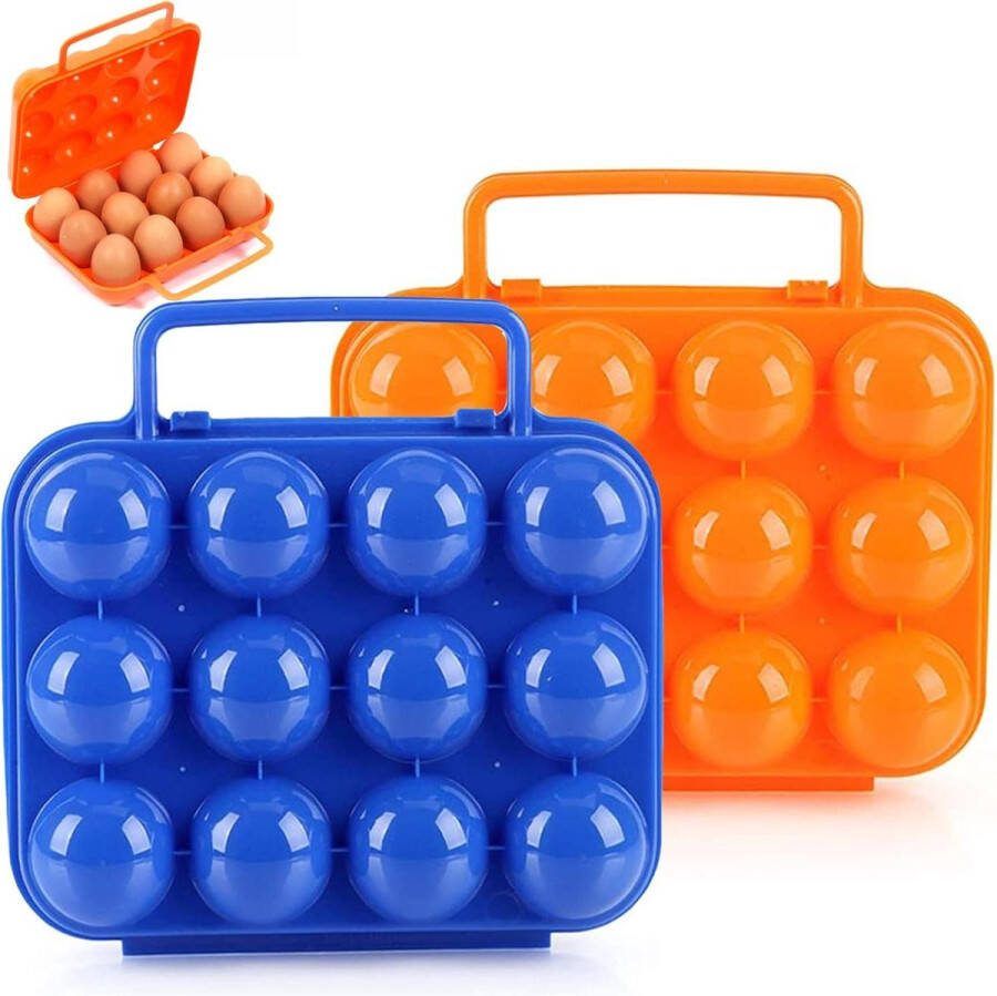 Eierhouders Kunststof Draagbare Eierhouder 24 Rasters Opbergdoos Eieren Outdooractiviteiten Oranje Blauw