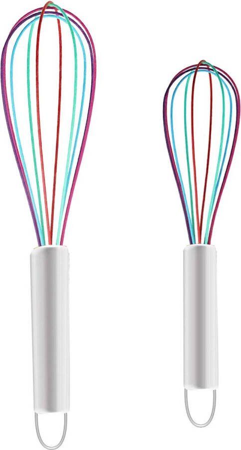 Eierklopper 2 stuks siliconen garde set kleurrijke siliconen ballon garde draad handgarde keuken garde siliconen mini garde regenboog garde eierklopper anti-stick handmatige eiergarde met roestvrijstalen