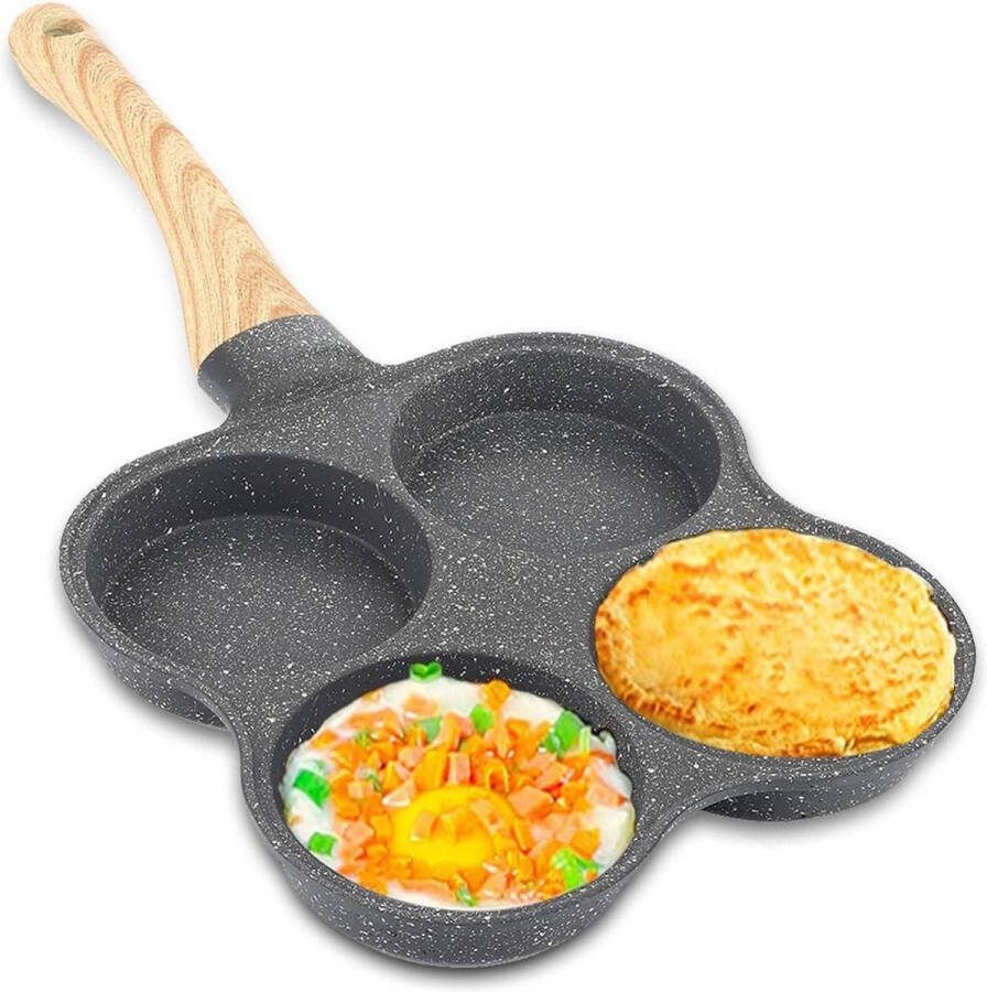 Eierkoekenpan met 4 koppen Aluminium Braadpan met Antiaanbaklaag Omelet Pan Gepocheerd Ei Burger Steak Pan Multifunctionele Pannenkoekenpan voor Gasfornuis en Inductiekookplaat
