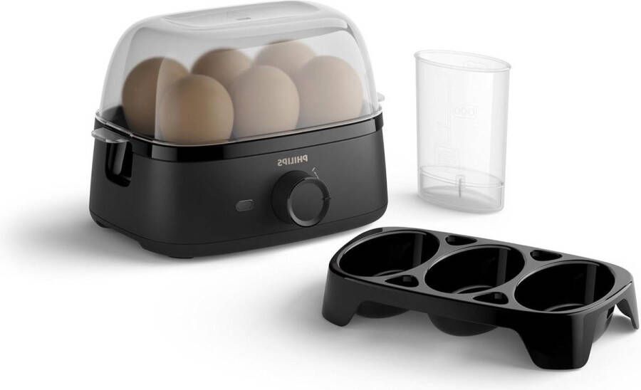 Eierkoker 3000-Serie Gezinsformaat Tot 6 Eieren Zacht Medium Hard Gepocheerd Gemakkelijk Schoon te Maken Accessoire Pocheerbakje & Eierprikker 400W Compact Design