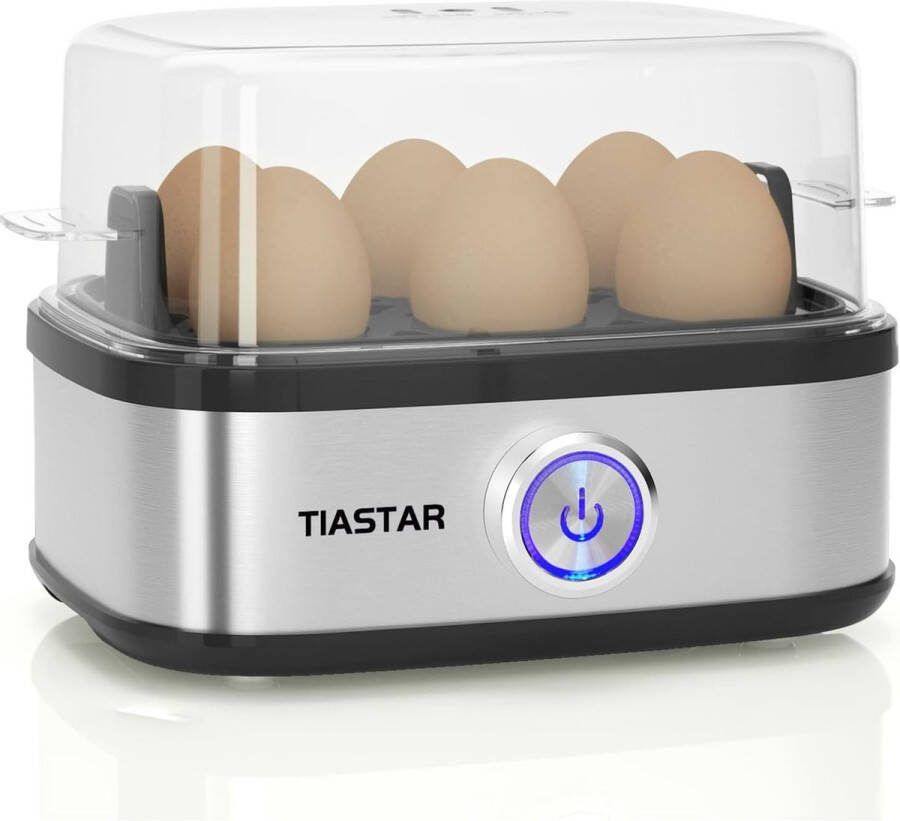 Eierkoker OSTBA Rapid Egg Boiler 400W Compact Egg Cooker Multi-Functional 6-eieren gemakkelijk te pellen zacht medium hard gekookt Poacher stomer zoemer indicatielampje roestvrij staal