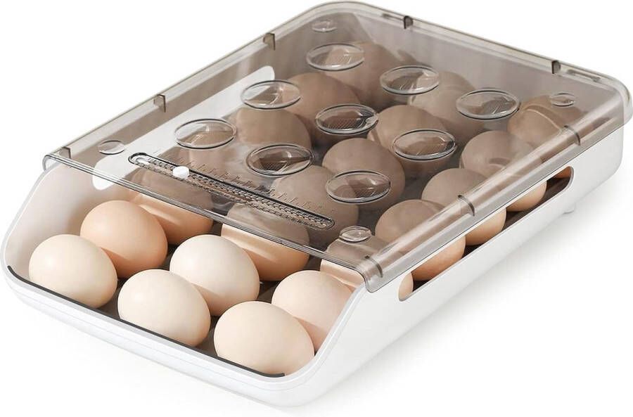 Eieropbergbox voor eieren opbergbox voor auto scrolling eieren stapelbaar met deksel koelkastorganizer voor keuken restaurant vriezer (blauw)