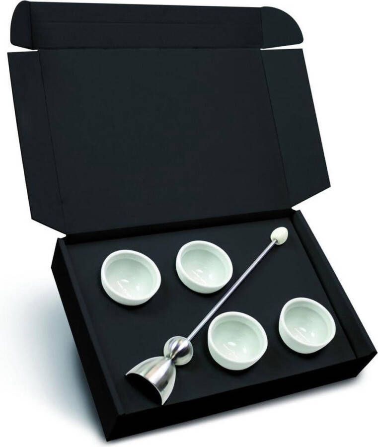 Eierschaaltjes voor breekpunten Geschenkdoos met 4 eierdopjes Ontbijtset