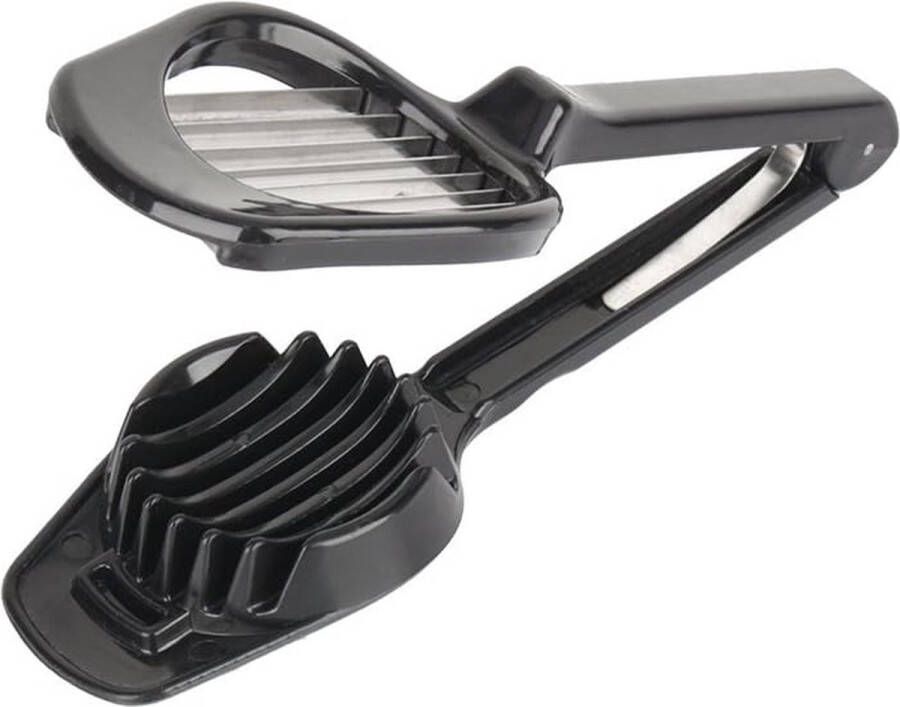 Eiersnijder paddenstoel tomaat fruitsnijder met lange steel snijmachine met ABS-legering roestvrijstalen messen multifunctionele keukenaccessoires kookgereedschap (kleur: zwart)