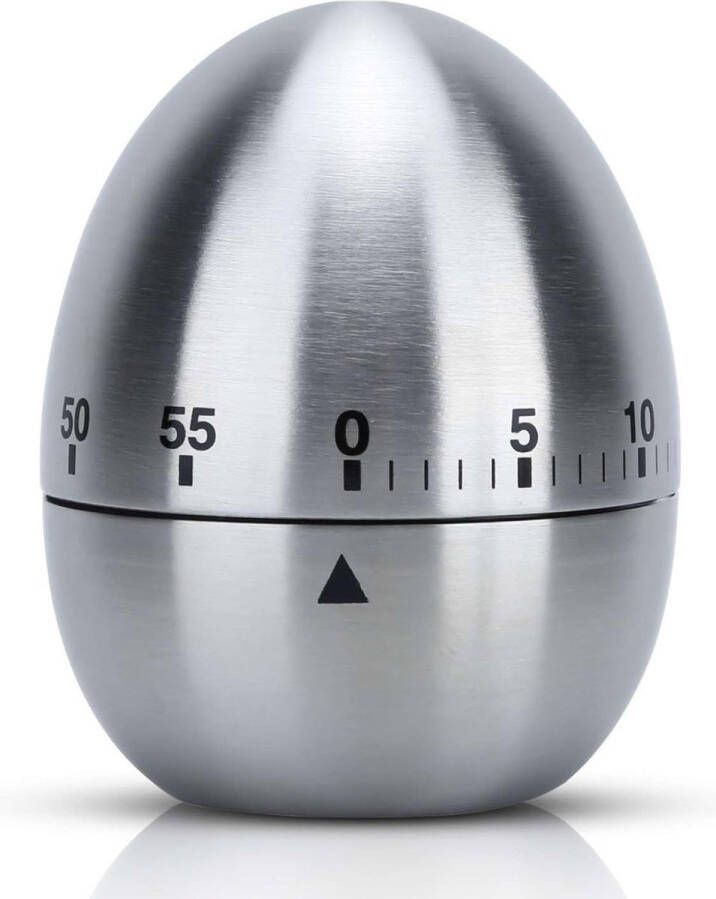 Eierwekker in zilver roestvrij staal keukentimer in elegant eiervormig design korte wekker voor de keuken tot 55 minuten